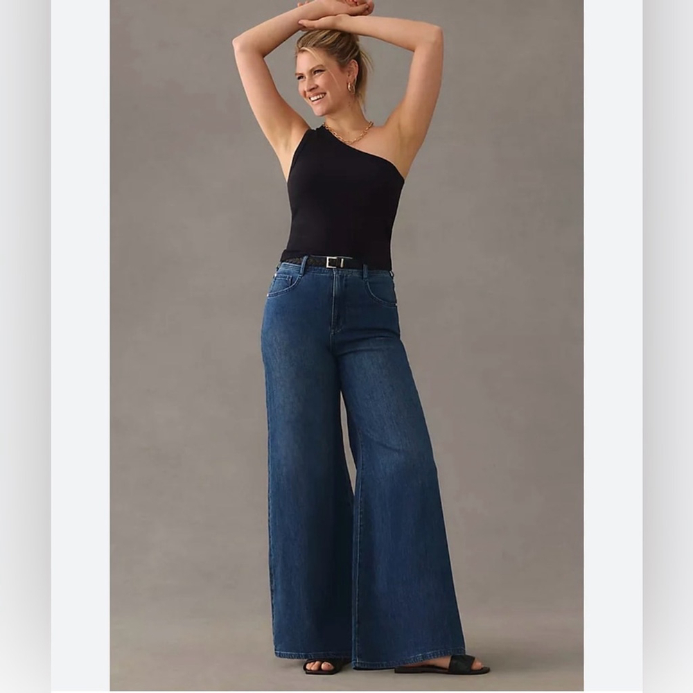 Anthropologie Pilcro Wide Leg Jeans Dark Wash High Rise Size 32 - Picture 1 of 7